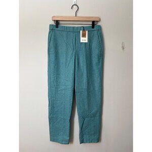 NEW Diega Pacifio Wool Blend Pull-On Teal High-Rise Staright-Leg Trousers Pants